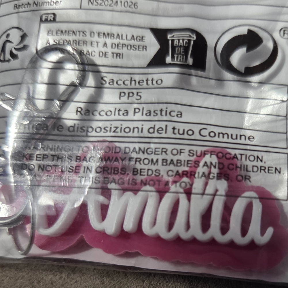Personalized “Amalia” Name Keychain Rose Red | Custom Bag Charm Gift | New